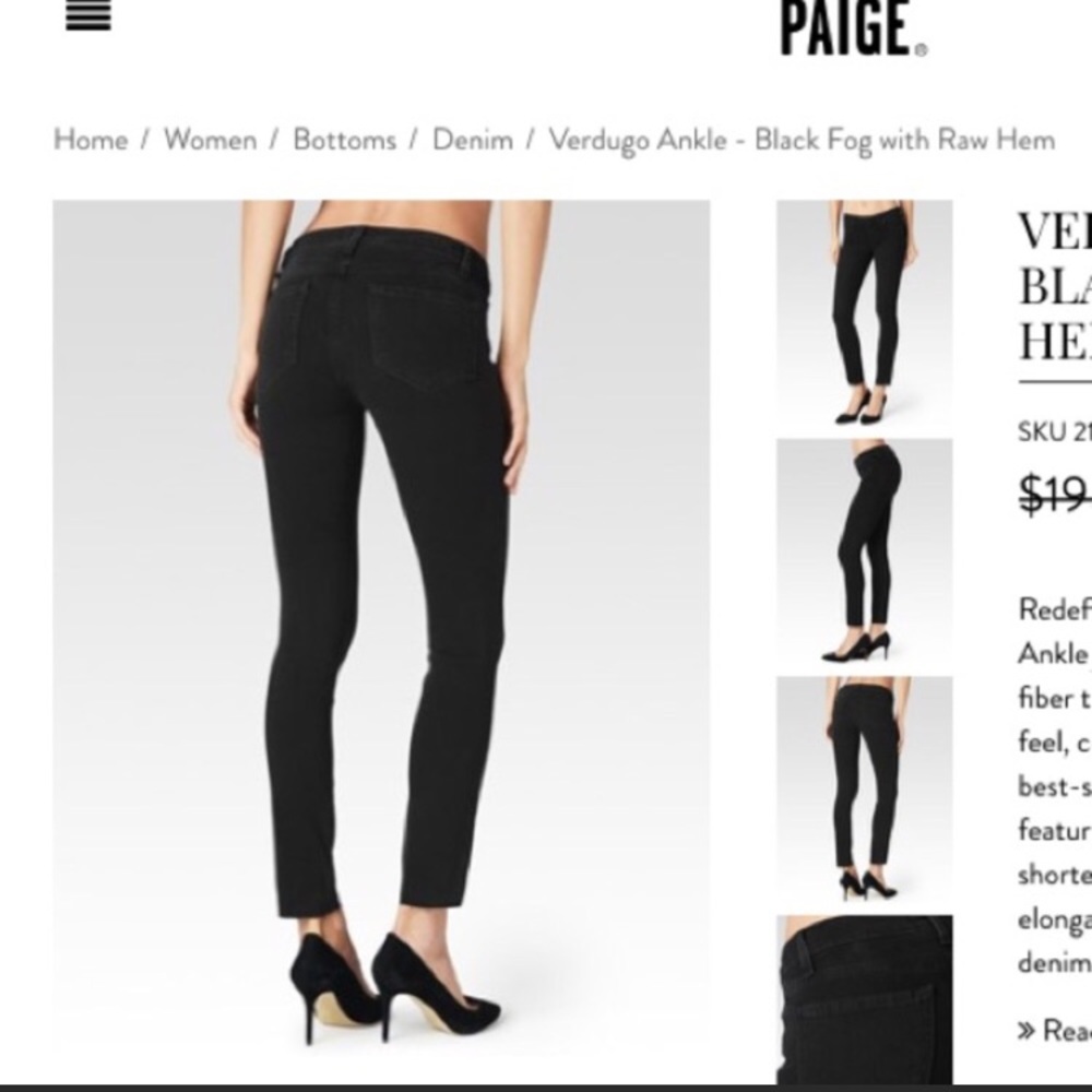 PAIGE Verdugo Black Ultra Skinny Jeans Sz 26